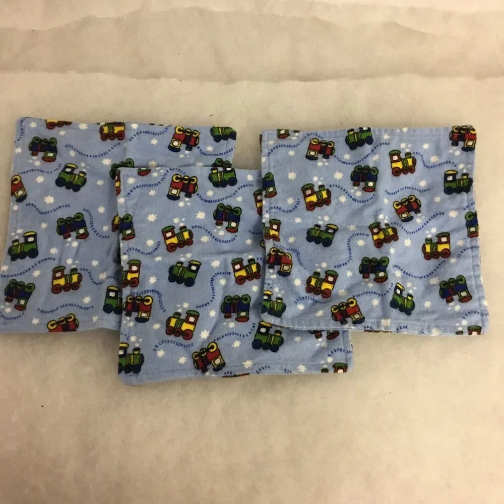 Baby Kids Bath Wash Cloths Baby Soft Flannel Cloths Set Of 3 New Handmade Sewn